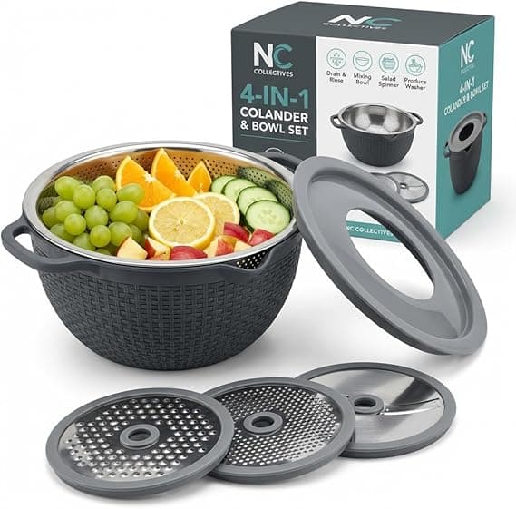 4-in-1 Colander with Bowl Set Review: Versatile Kitchen Strainer for Every Need