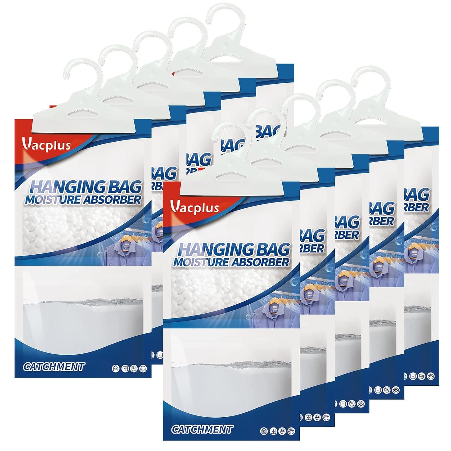 Vacplus Moisture Absorber Packets (10-Pack) Review: Fragrance-Free Hanging Bags for Closets and Bathrooms
