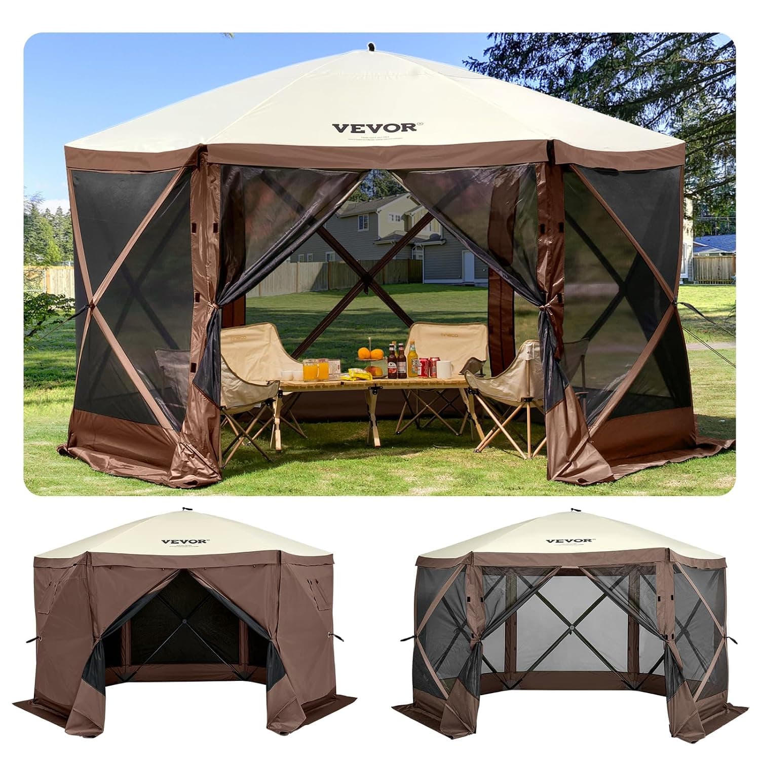 VEVOR 12'x12' 6-Sided Pop-Up Camping Gazebo Tent Review